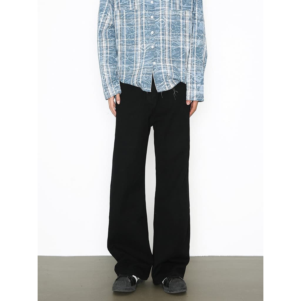 Americano High street Wear preto Micro-queimado Jeans masculino juventude ins solto em linha reta mais magro olhar Casua