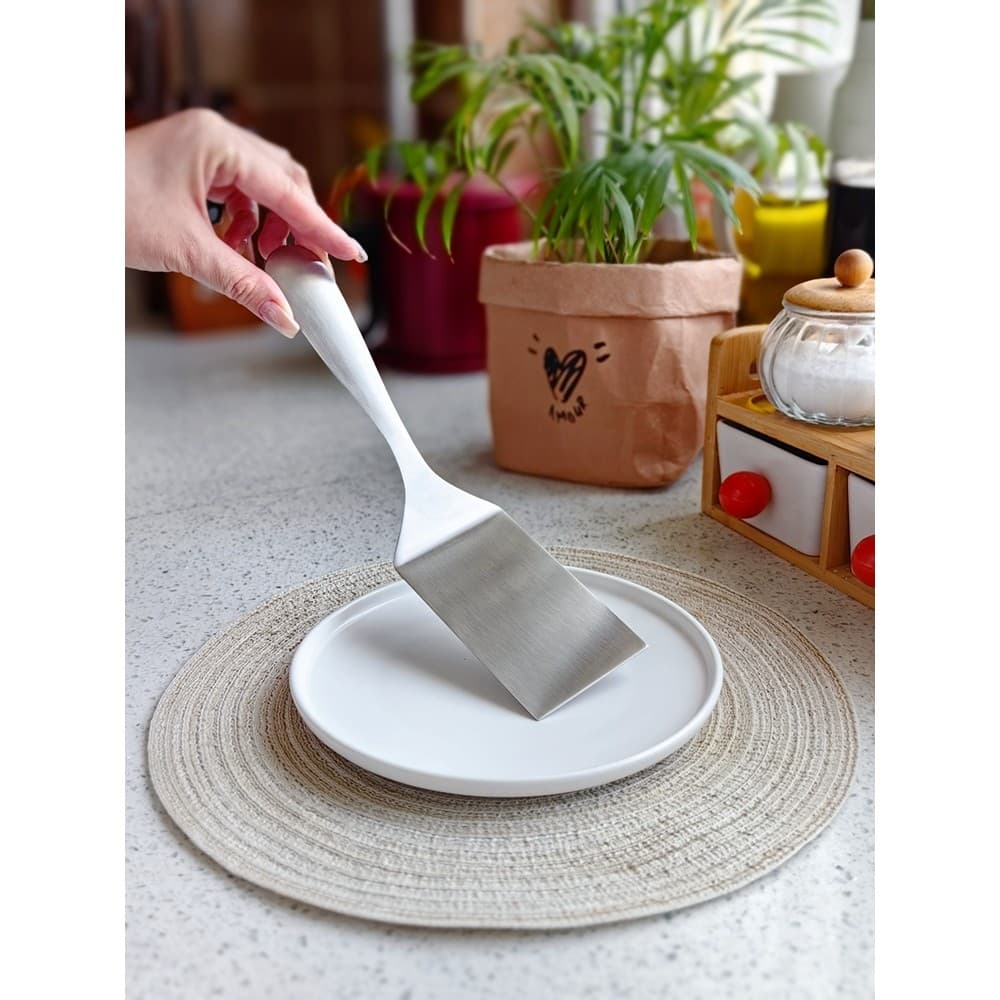 Espátula de imprensa Teppanyaki 304, espátula de bife de aço inoxidável, espátula de cozinha, espátula de fritar, espátu