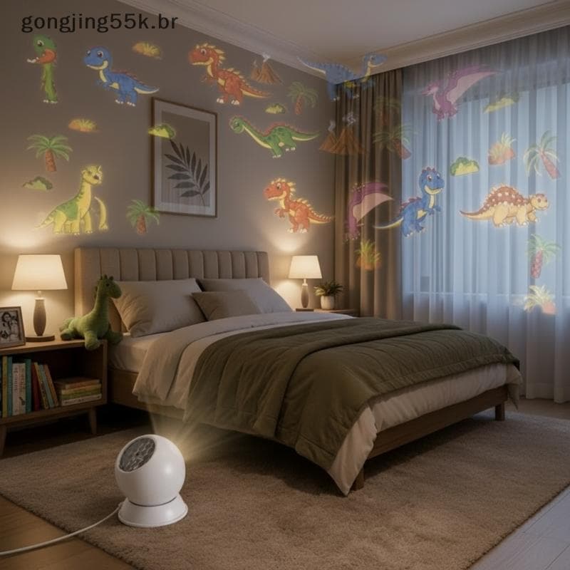 gon Lâmpada De Projeção Dinâmica De Dinossauro 360 ° Rotação LED Luz Noturna Suave Para Quarto De Crianças Presente De A