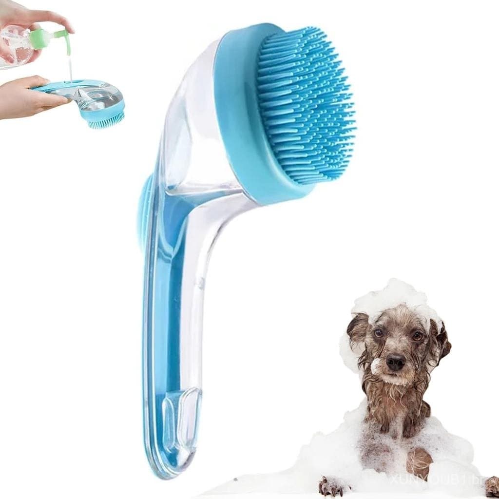 Escova de Banho para Cães, Escova de Banho 2 em 1 para Animais de Estimação, Escova Macia para Cães com Dispensador de S