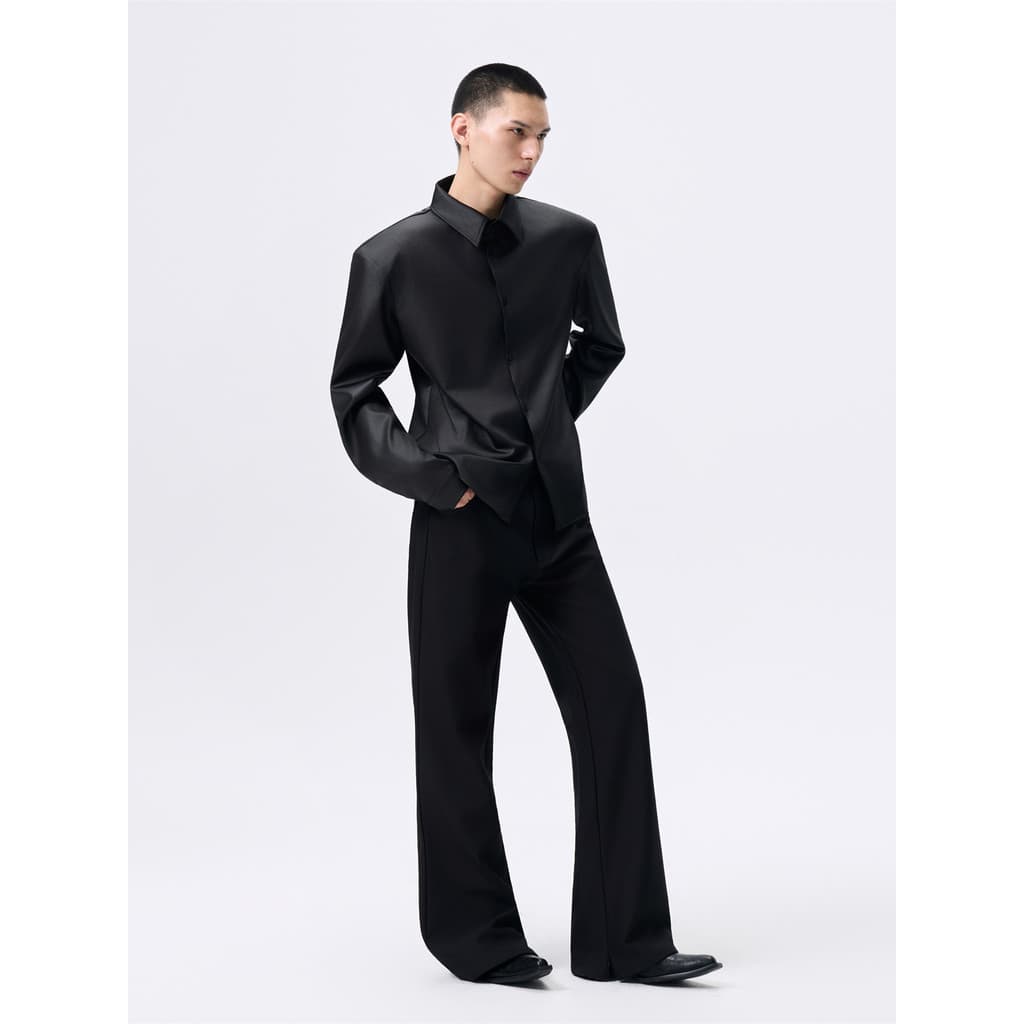 FRKM SCD 26 AW Sarja Light Sensation Revestimento Ombro Largo Cintura Estreita Curto Almofada de Ombro Destacável Camisa