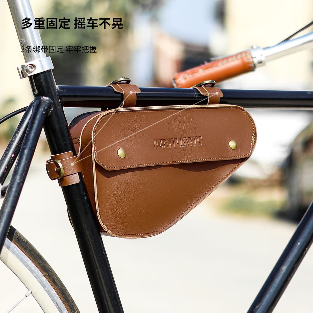 Bolsa de tubo superior para Mountain bike, bolsa triangular retrô para bicicleta de estrada, feixe cruzado, bolsa de fer