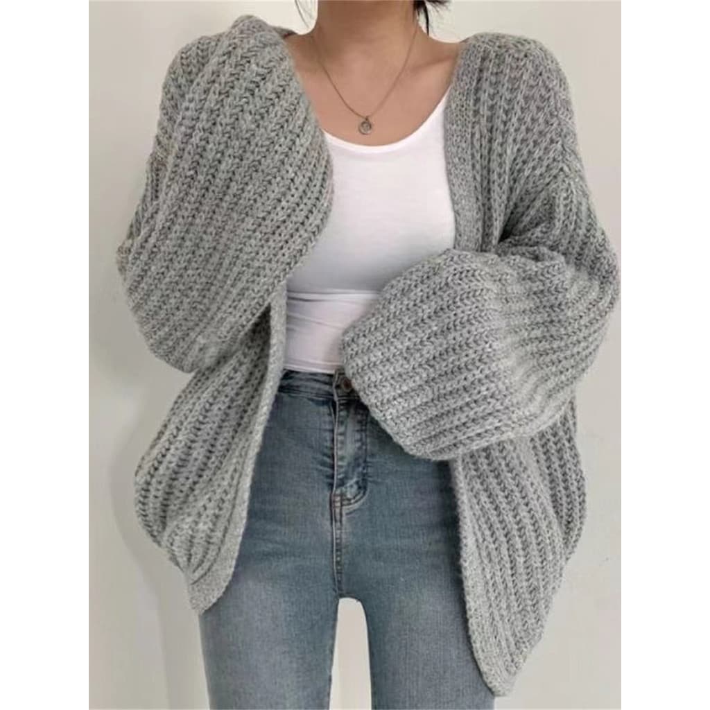 Europeu americano moda grossa agulha camisola de malha cardigan jaqueta superior feminina malha cardigan camisola topo