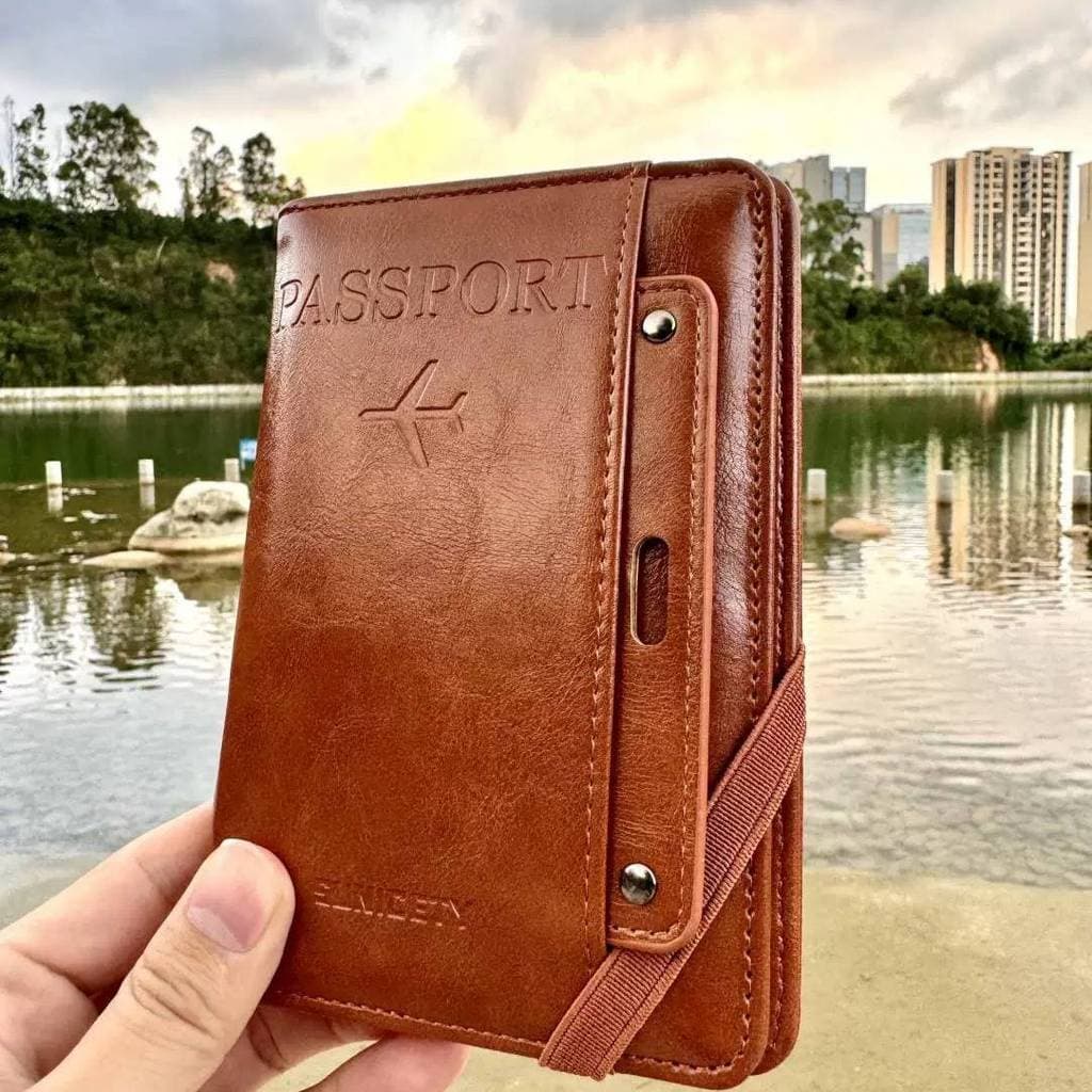 Bolsa de armazenamento de passaporte porta-cartões carteira integrada porta-cartões capa protetora de documentos no exte