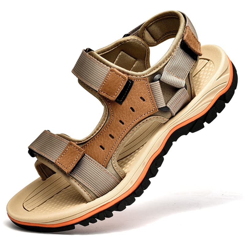 Exportação de comércio exterior couro genuíno Toe-coberto sandálias masculinas verão respirável buraco sapatos ao ar liv