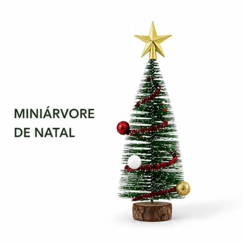 Mini Árvore Encantada de Natal com Estrela Dourada e Charme Festivo Decorativo – OIH-9316