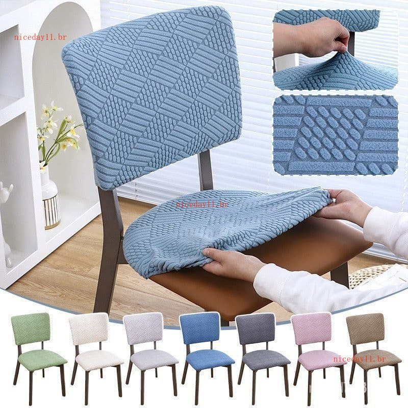 Capa Elástica Jacquard para Encosto de Cadeira de Jantar Quadrada, Conjunto de 2 Peças KCYQ VRLK