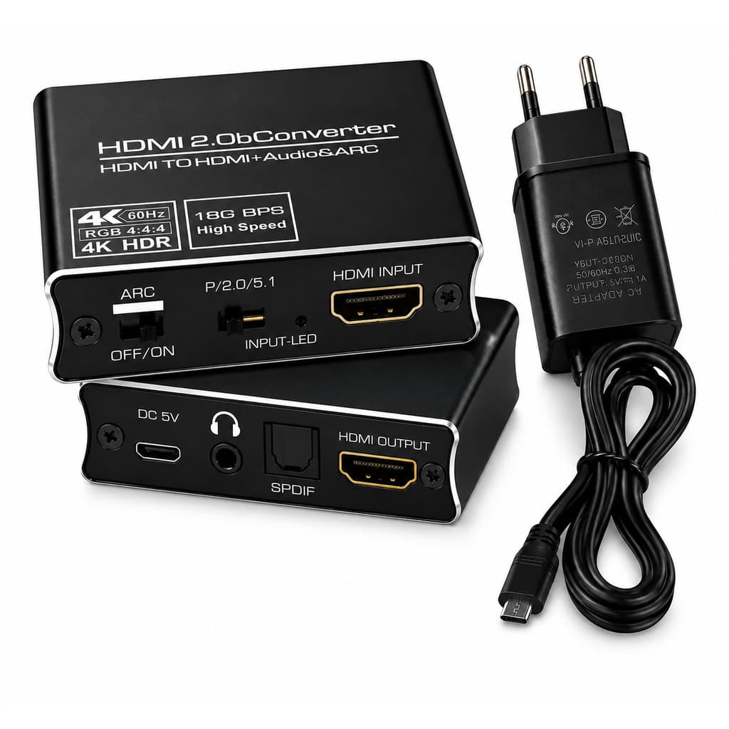 Extrator Áudio Digital Analógico Hdmi 2.0 Arc 5.1 4k Optico Converter Splitter Stereo Para Ps5 Ps4 Arc 60hz