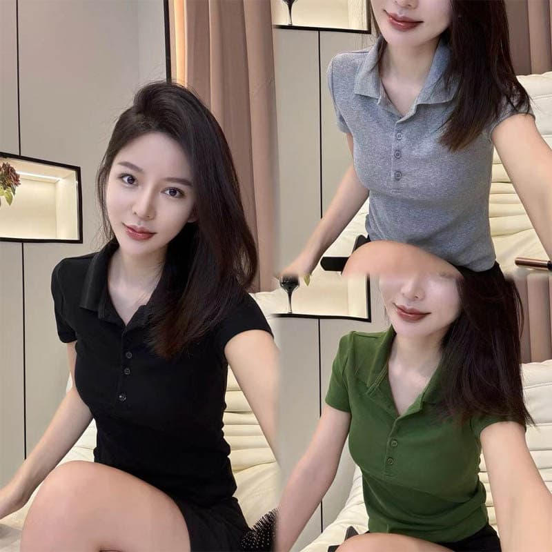 2024 verão novo estilo versão líquida cor lisa camisa polo All-match cem jogos Commuter moda estilo simples camisa polo
