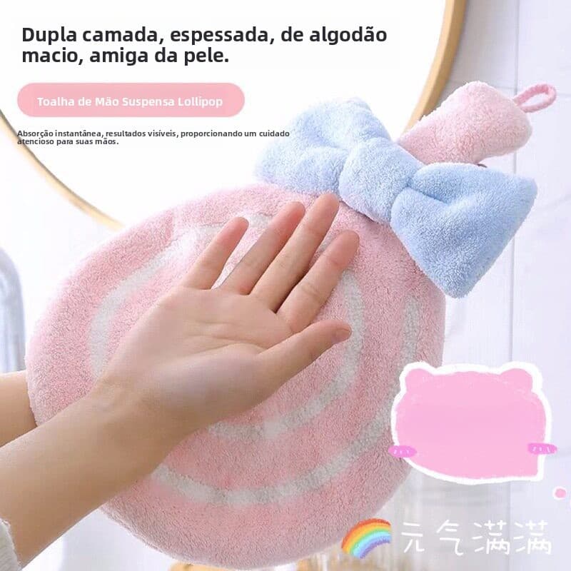 Pendurado Coral velo toalha de mão dos desenhos animados engrossado absorver água não é fácil de perder fiapos cozinha b