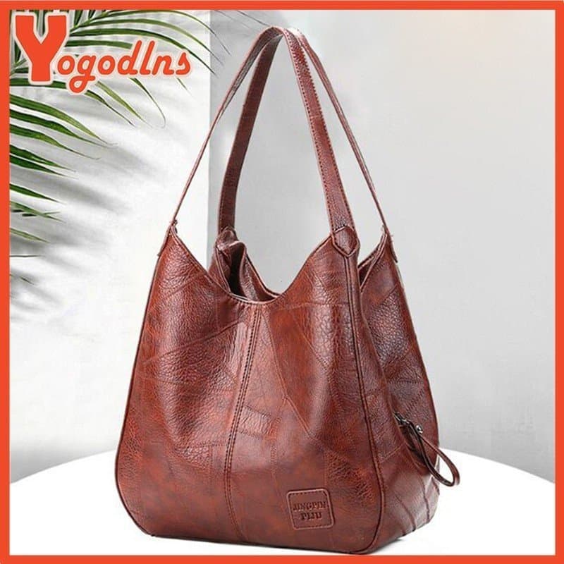 Bolsa de Ombro Vintage de Couro PU para Mulheres Yougede, Grande Capacidade, Simples e Casual, Adequada para Sair