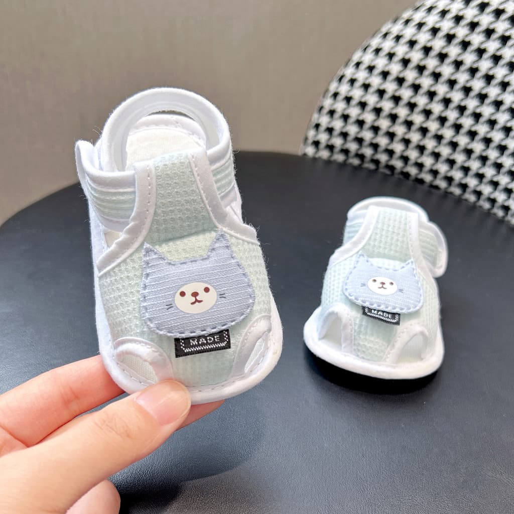 Verão masculino feminino bebê 0-1 anos de idade sapatos de caminhada do bebê algodão sola macia Anti-deslizamento Velcro