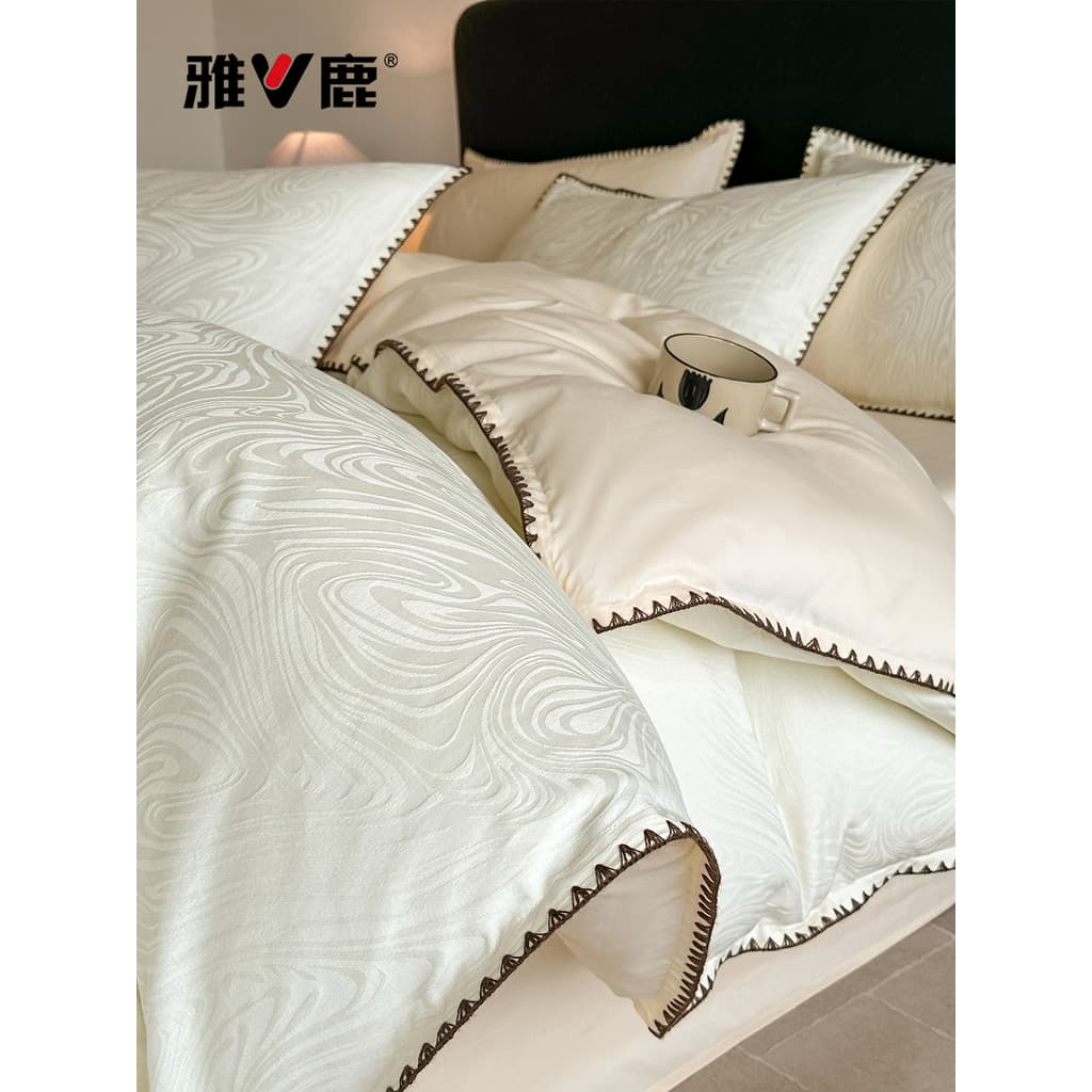 Yalu classe A cama de algodão puro conjunto de quatro peças luz luxo algodão tributo cetim lençol colcha capa conjunto d