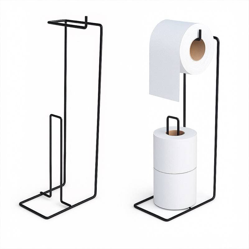 PORTA PAPEL HIGIÊNICO SUPORTE CHÃO BANHEIRO ARAMADO PRETO