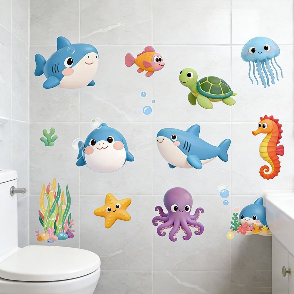 Venda quente criativo vida marinha adesivos papel casa loja fundo Universal decoração de parede embelezamento à prova dw