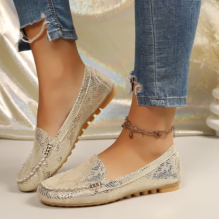 Conjunto feminino estilo pé redondo bico plano Casual mocassins diários