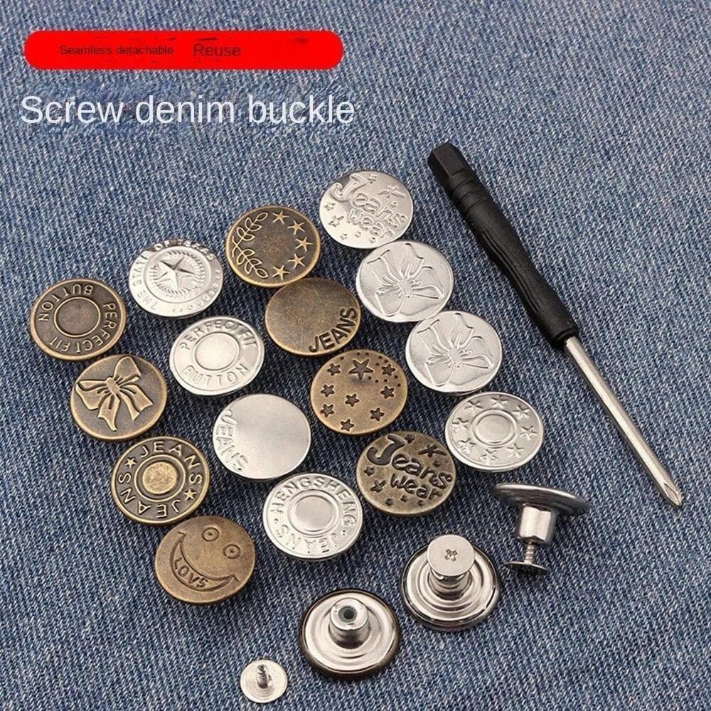 SUEBR 10 Peças De Botões Jeans , Botão De Metal Removível Sem Costura Pregos , Kit De Reparo De Substituição Para Ajuste