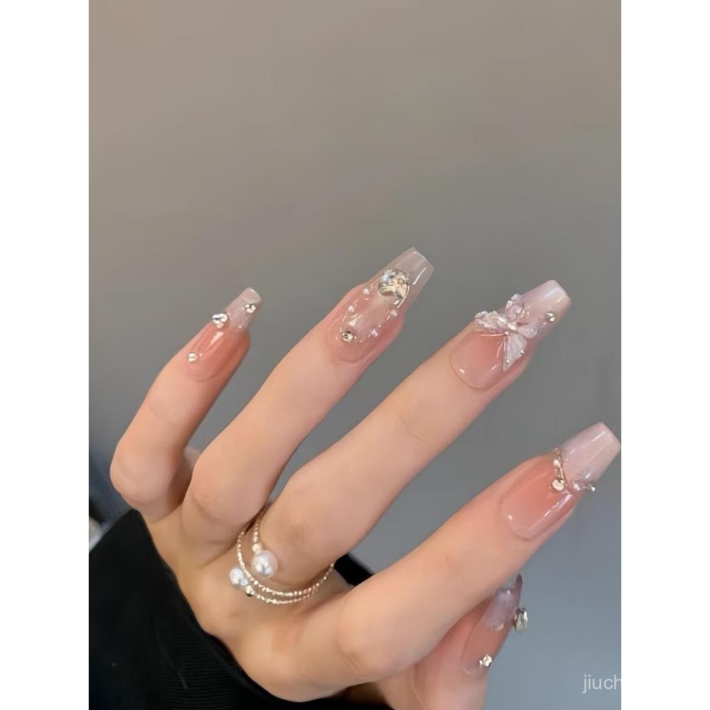 Novas Unhas Postiças Manzi Feitas à Mão para Noivas, Unhas Postiças para Casamento, Adesivos de Arte para Unhas, Unhas P