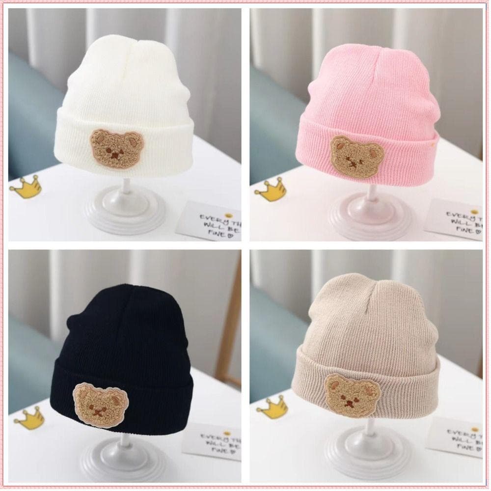 Boné Quente De Inverno , Chapéu De Bebê Recém-Nascido De Urso De Desenho Animado Coreano De Malha Macia Infantil De Prot