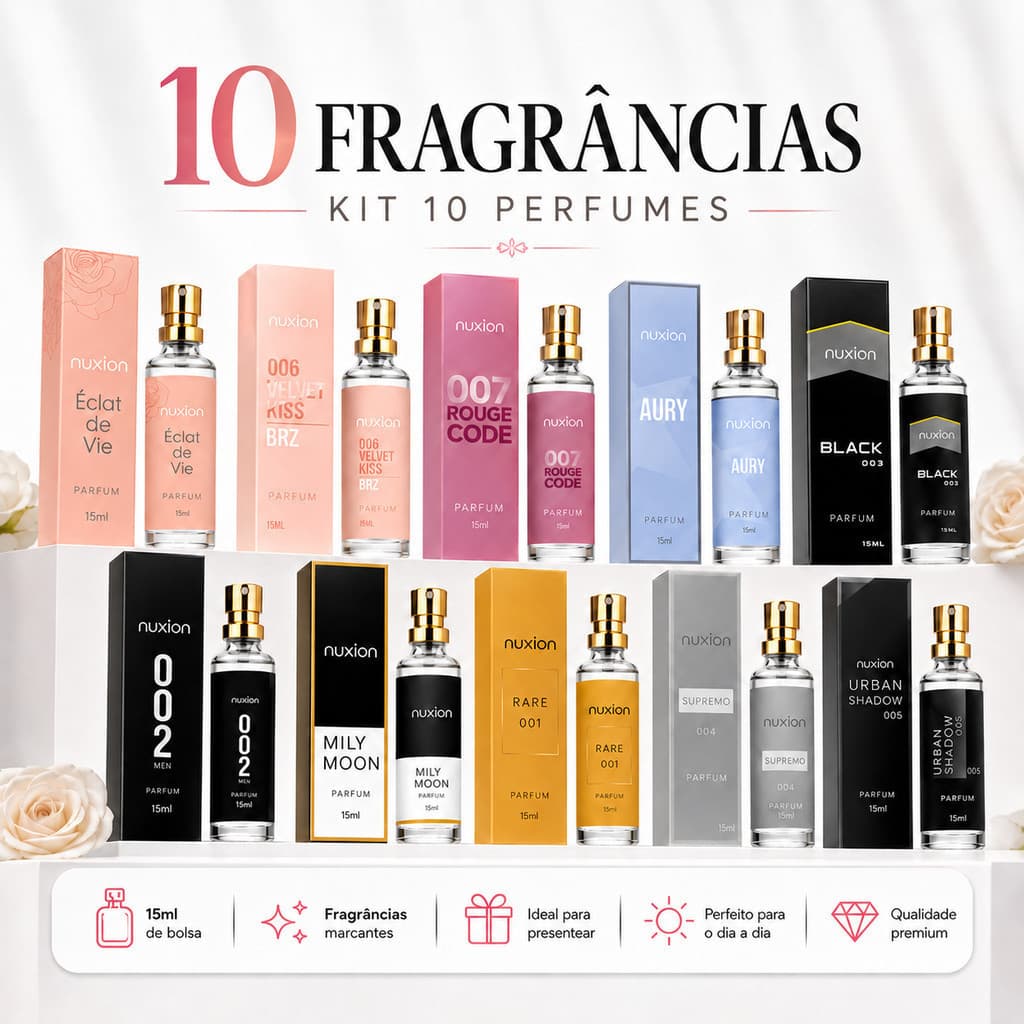 Kit 10 Perfumes Importados Alta Fixação Nuxion 15ml