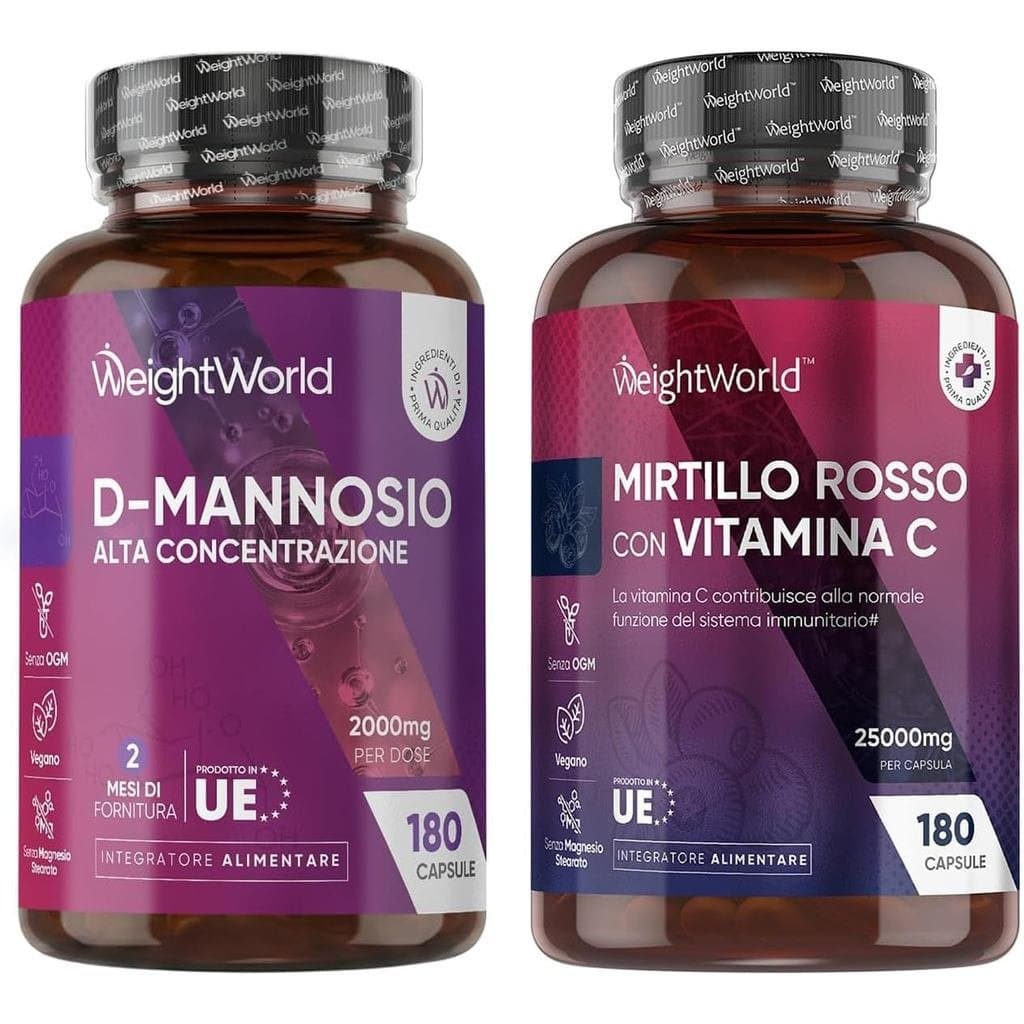 Combinação de D-Mannosio e Cranberry, 180 comprimidos + 180 cápsulas, 2000 mg + 25000 mg
