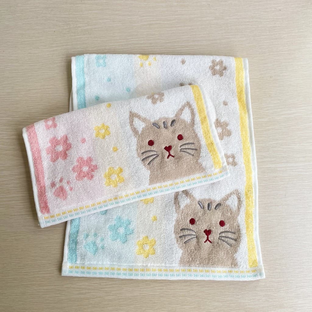 Gato mantimentos japonês dos desenhos animados flor de cerejeira gato toalha de algodão puro gatinho absorver água macia