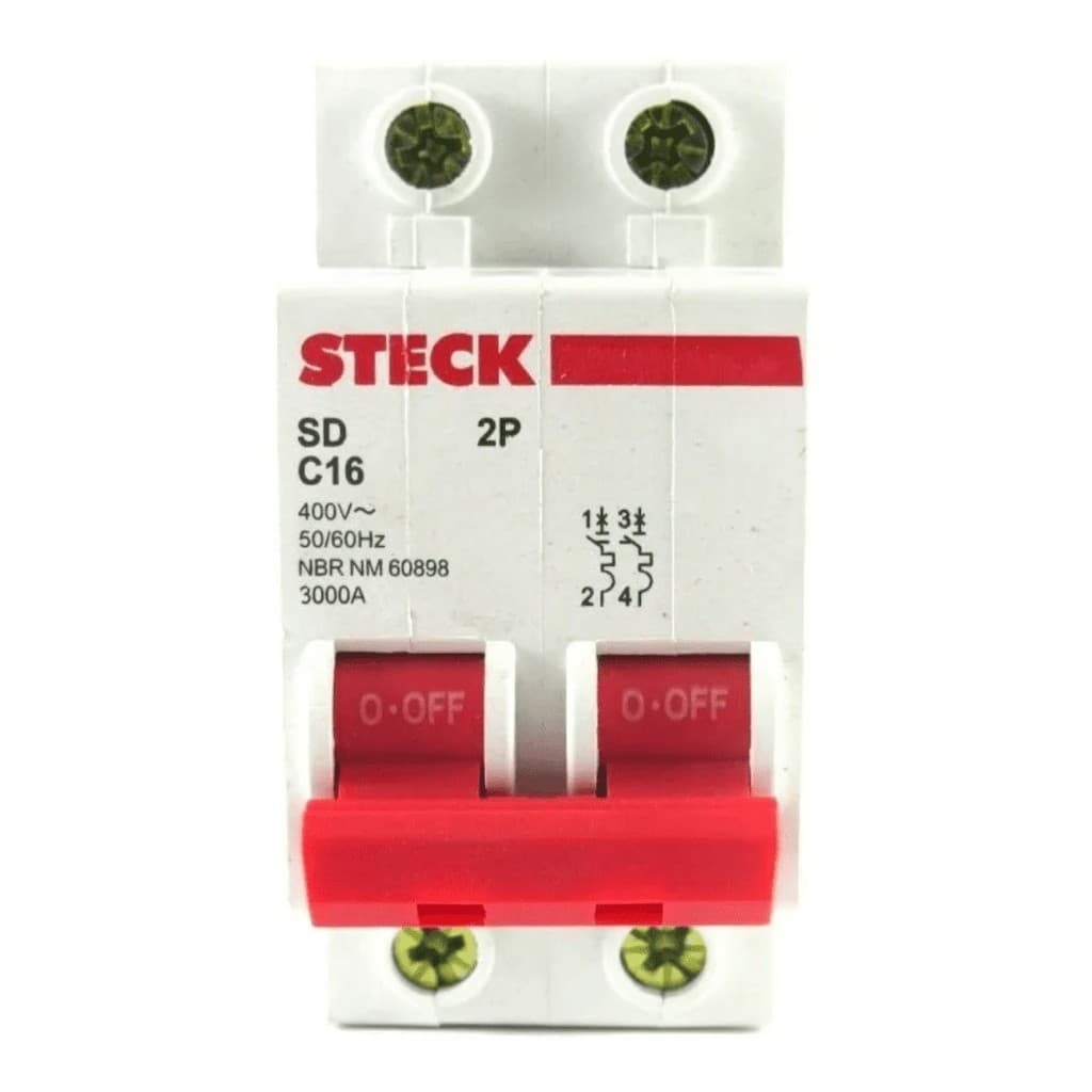 DISJUNTOR DIN C 16A BIPOLAR STECK