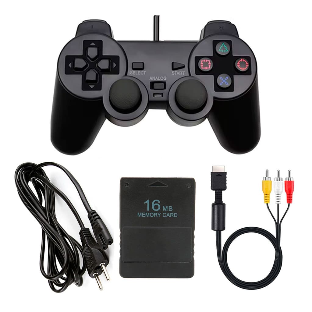Kit Completo de Acessórios Para PlayStation 2 Fat Slim -  Controle Memory Card e Cabos