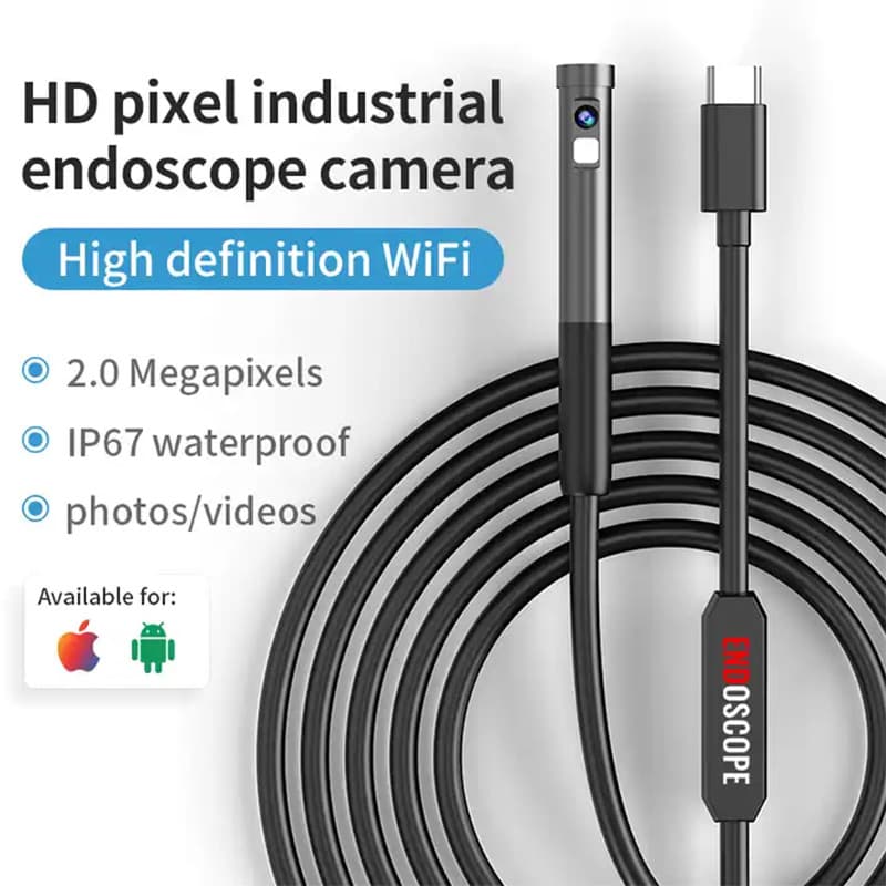 Endoscópio De Tubulação 3 Em 1 , 8mm , Lente Dupla Única , Tipo C , Fio Flexível , Ferramentas De , Câmera Para