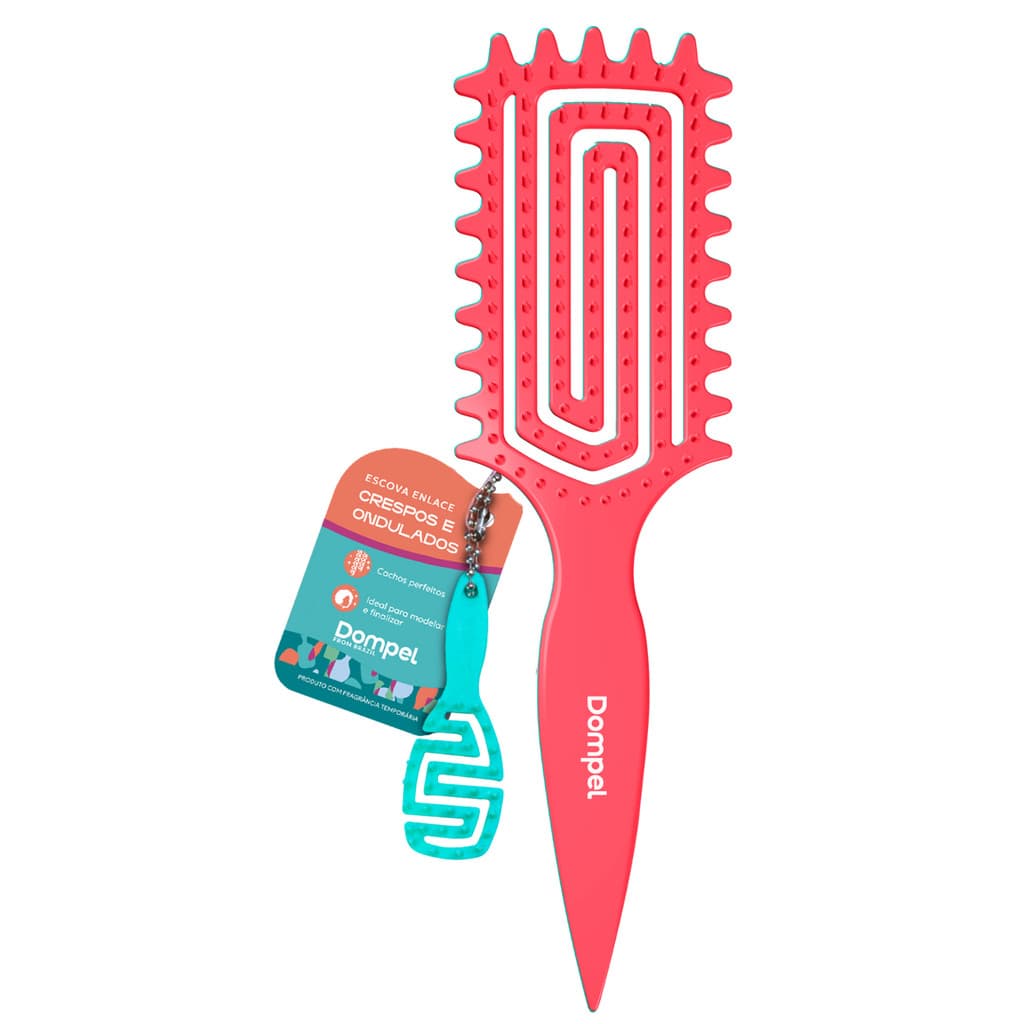 Escova De Cabelo Flexível Enlace Para Cachos Crespos Cacheados Fitagem Dompel Anti Estática CORAL
