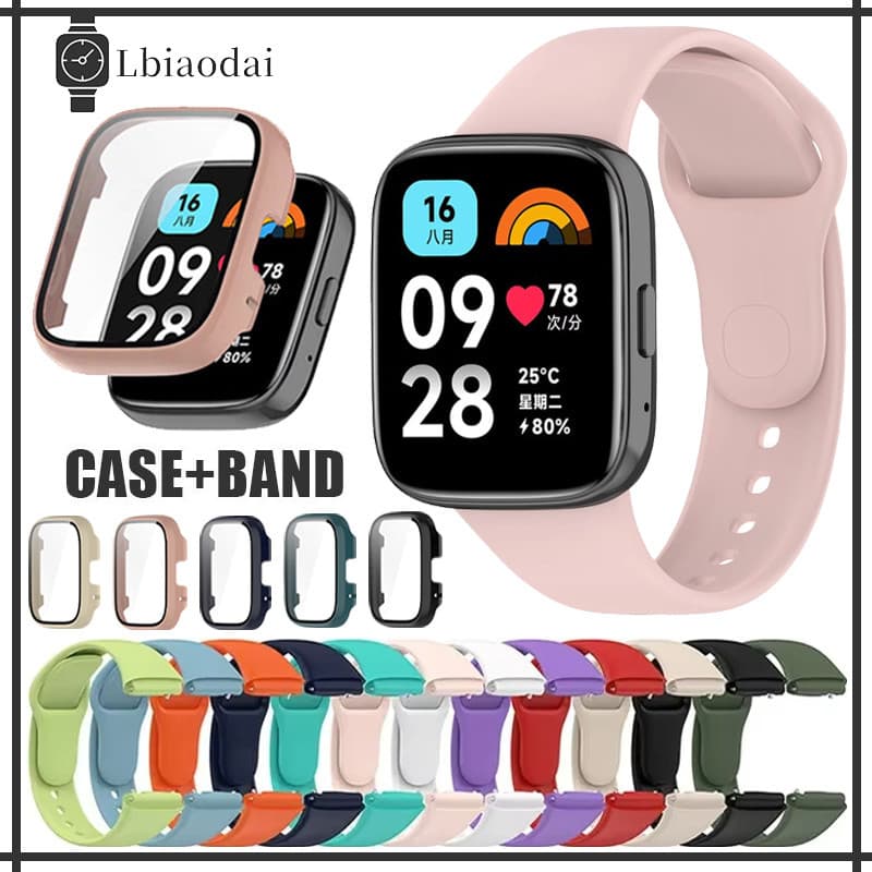 Capa De Vidro Temperado Pulseira De Silicone Para Relógio Smartwatch Redmi Watch 3 Active/Mi Watch 3 Lite Acessórios