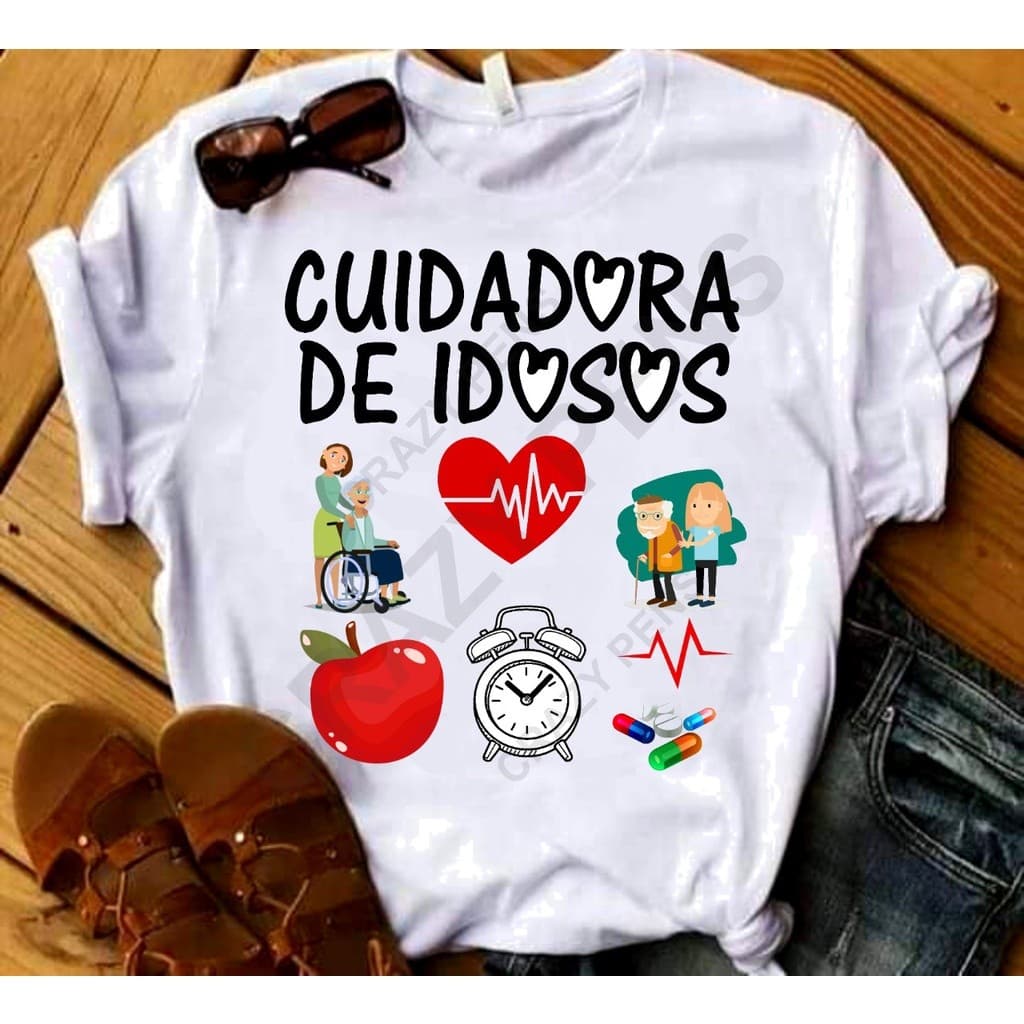 Cuidadora de Idosos 03 T-Shirt Camiseta  Blusa  Unissex DR