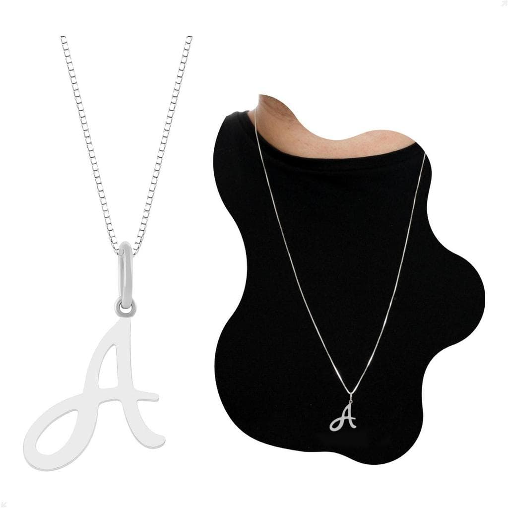 Colar Masculino Prata 925 Letra A Design Premium