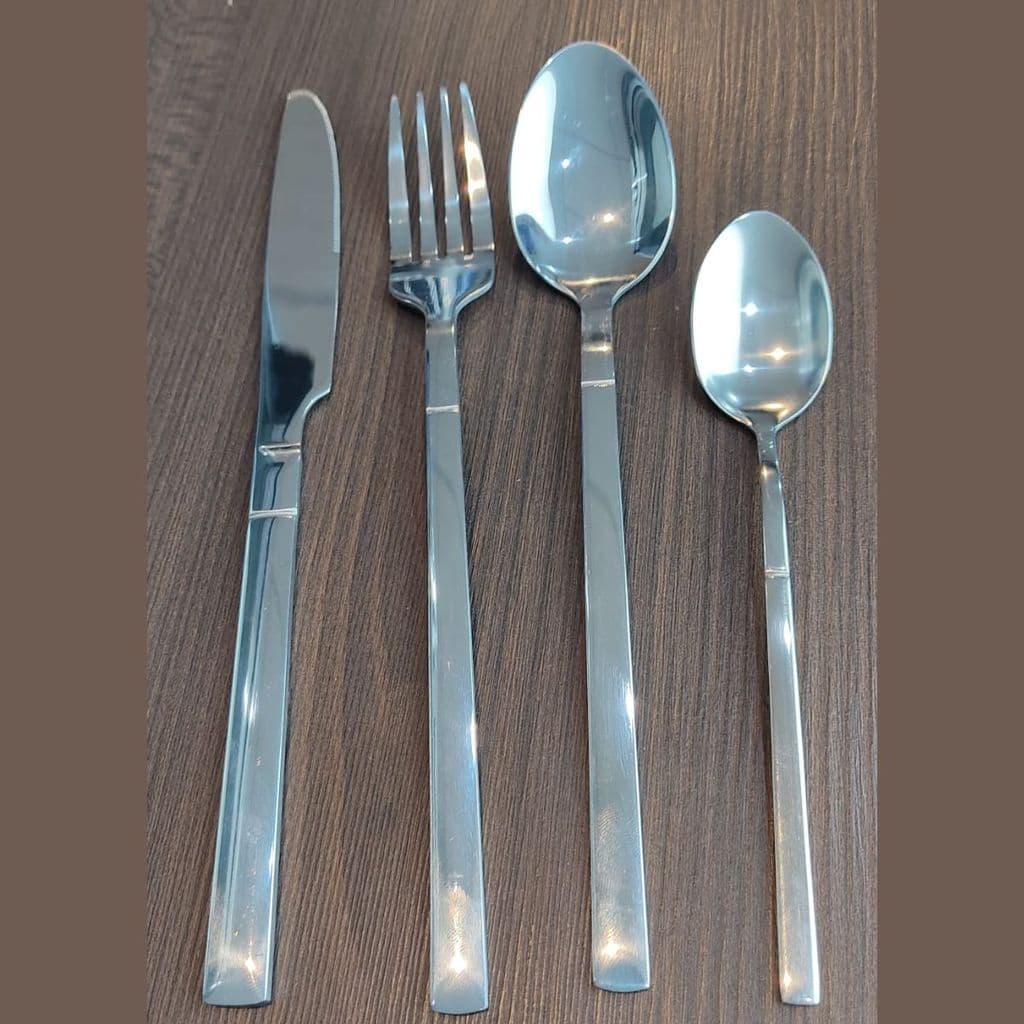 FAQUEIRO 24 PECAS DE ACO INOX TALHERES COR PRATA