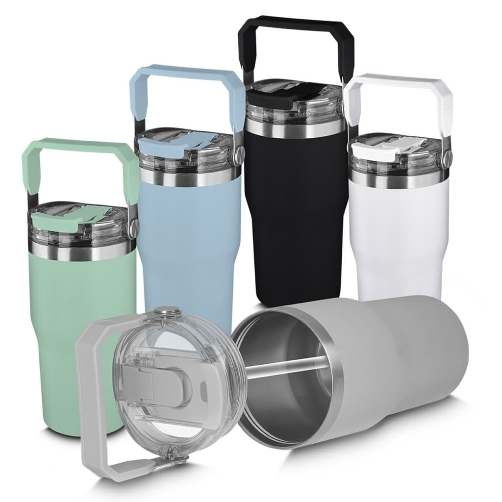 Garrafa Térmica Inox 650ml Tampa Com Vedação e Alça Sem Vazamentos, Trabalho Academia Resistente Premium Quente e Gelado