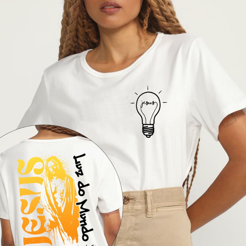 Camisa Camiseta T-Shirt Cristã "Jesus Luz do Mundo"