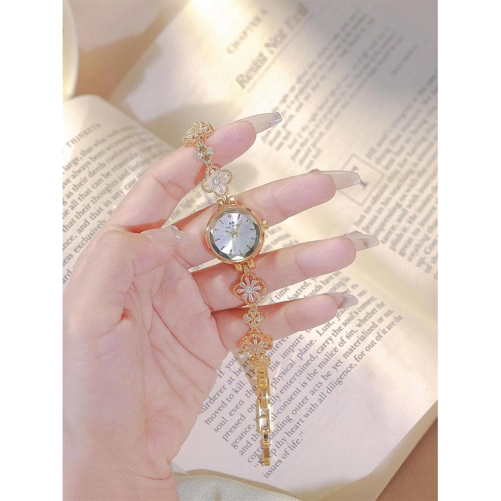 Relógio trevo de quatro folhas feminino pulseira fina diamante-cravejado luz luxo nicho High-End elegante requintado