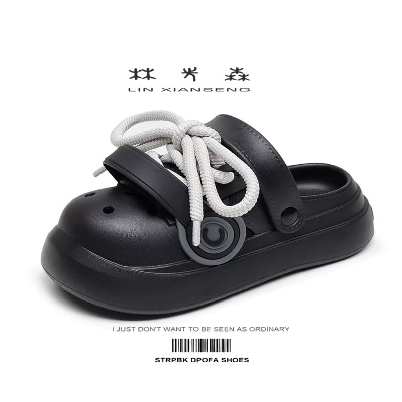 Lin Xiansen buraco sapatos masculinos nicho pisando na merda sentir casal 2025 novo estilo de sola grossa sapatos de pra