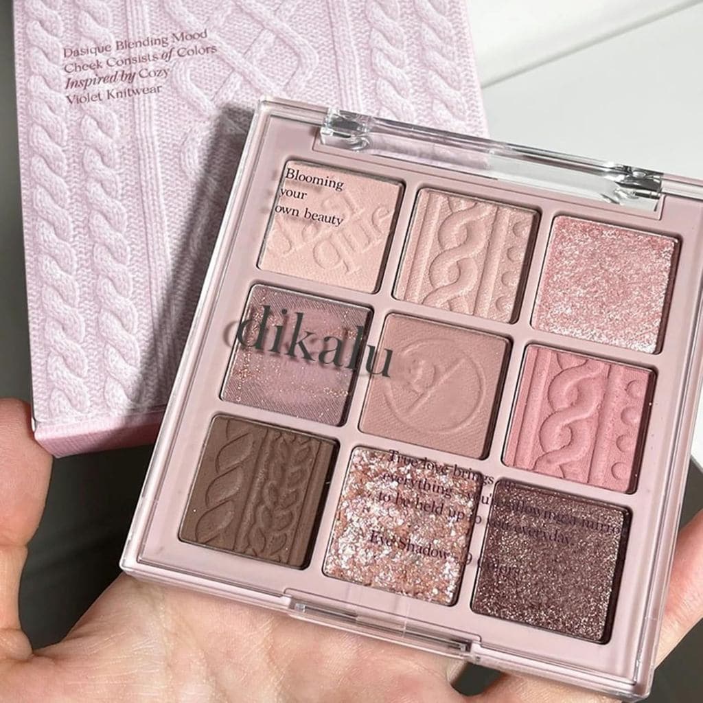 Paleta de Sombras para Olhos com 9 Cores, Paletas de Sombras Coreanas com Acabamento Matte, Brilhante e Cintilante, Alta