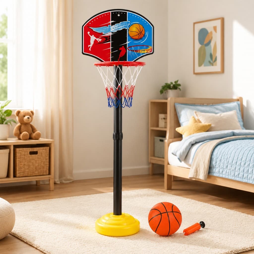 Kit Basquete Grande Infantil Bola Cesto Menino Bomba de Ar