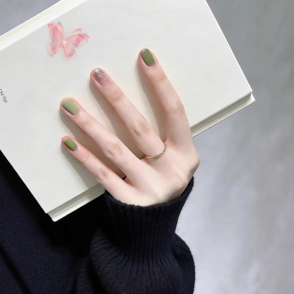 Matcha leite verde artesanal usando unhas manicure clareamento manicure adesivos remendos de unhas