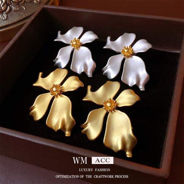| kit brinco aço inoxidável | 【cartelas de brincos feminino】 ❊Brincos de flor Medieval com agulha de prata, brincos de D