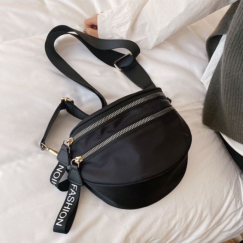 Versão coreana bolsa de peito leve bolsa Diagonal bolsa de peito com zíper duplo de ombro de Nylon nicho peq