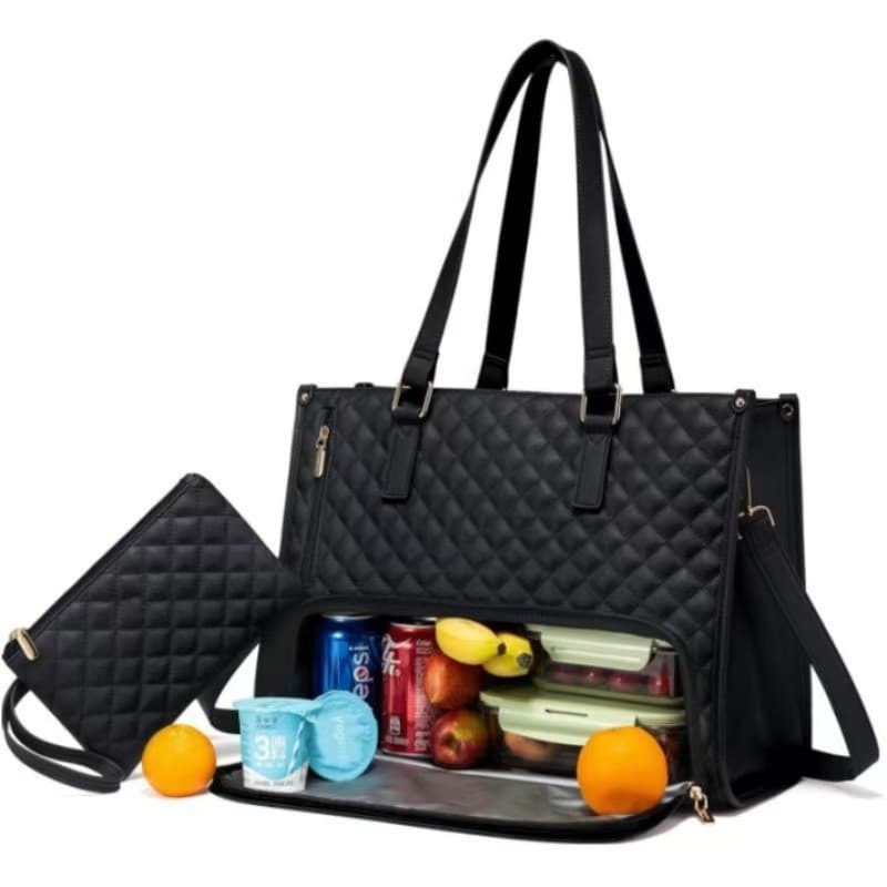 Novidade em estoque: combinação de bolsa de mão e bolsa térmica 2 em 1, bolsa grande, lancheira isolada, transvers