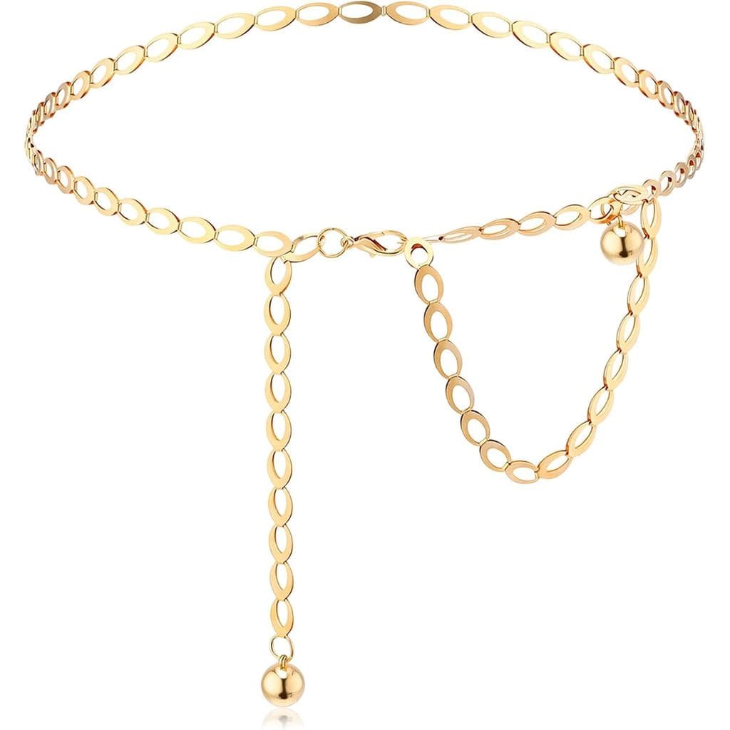 Yolev Gold Waist Chain Adjustable Waist Belt Chain 46 inch Belt for Women Gold Belly Chains Fashion Long Belt Body