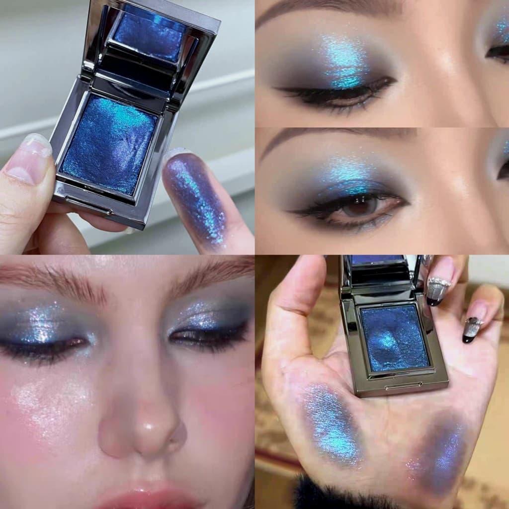 Camaleão purê de batatas fumado azul monocromático paleta de sombras polarizadas preto roxo verde estroboscópio boate da