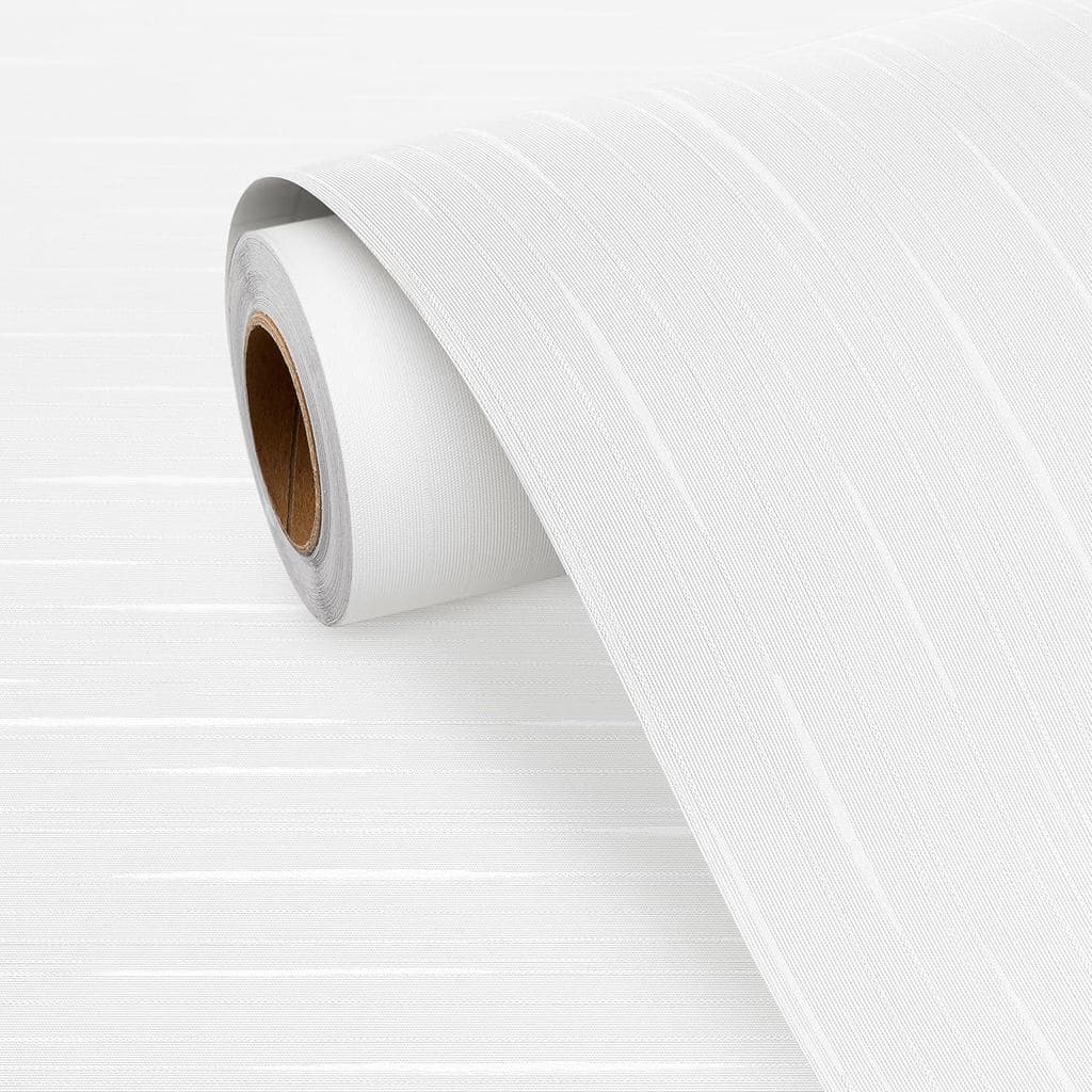 Papel de Parede Adesivo FunStick com Listras Grossas, Papel de Parede Texturizado Branco, Papel de Contato Branco Removí