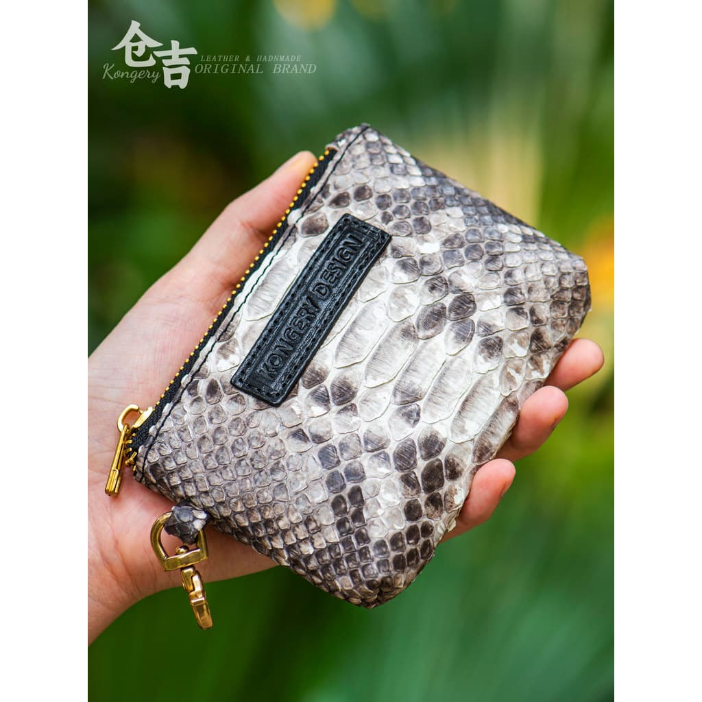 [Xuan Python Tibetano Fu] Bolsa de brincar de pele Python!Cangyoshi pulseira artesanal de nogueira oliva porta-moedas po