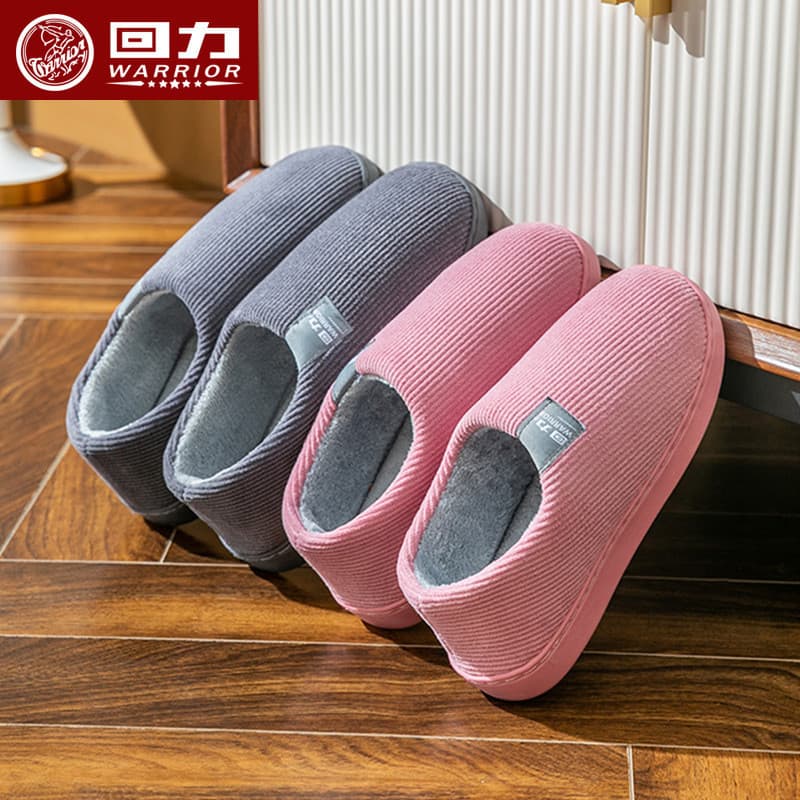 Puxar para trás chinelos de algodão de inverno feminino calcanhar sapatos de confinamento quente casa interior casal sap