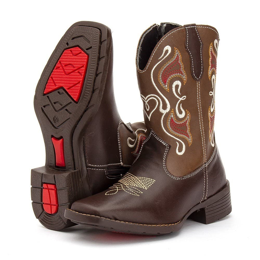 Bota Texana Cano Alto Couro Kapell Infantil appalosa